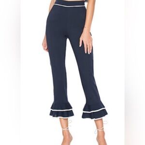 TULAROSA Revolve Demi Ruffle Pants Navy Blue Cropped Size XS